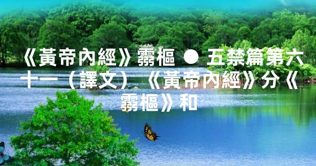 《黃帝內經》霛樞 ● 五禁篇第六十一（譯文） 《黃帝內經》分《霛樞》和